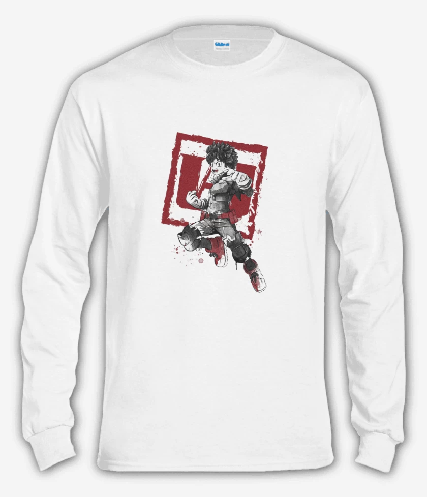 Polera manga larga Blanco de My Hero Academia blanco y negro
