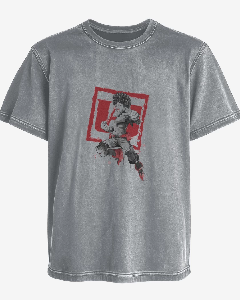 Polera desgastada My Hero Academia blanco y negro