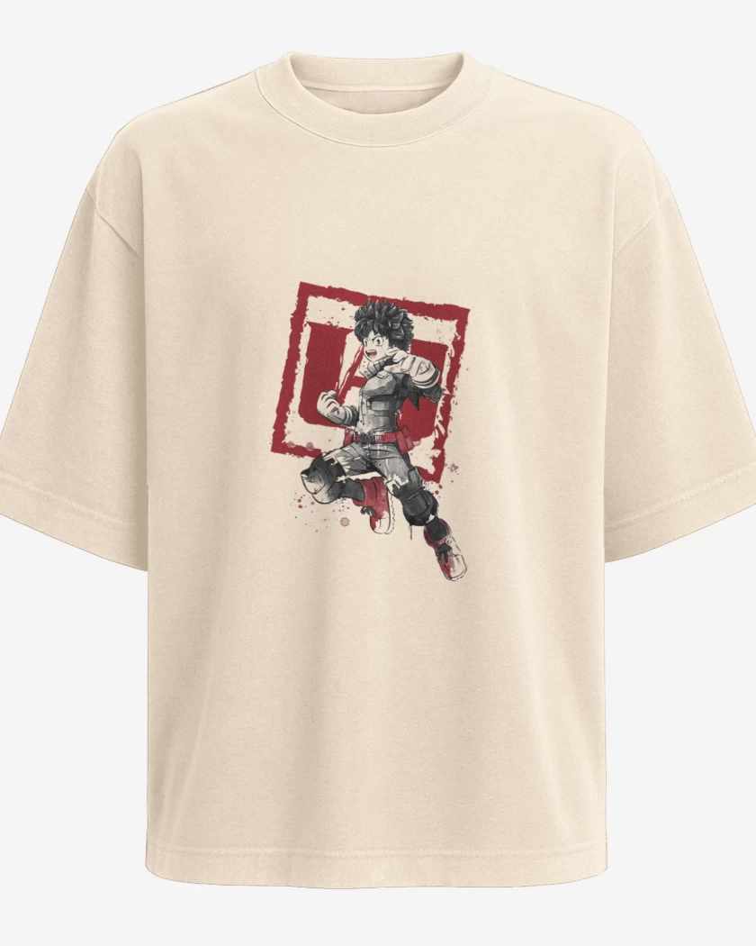 Polera Oversize My Hero Academia blanco y negro