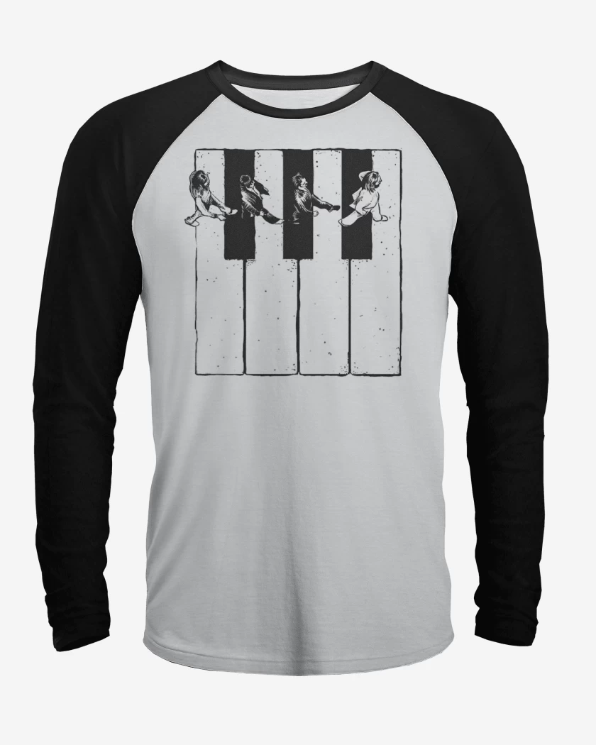 Polera Raglan Blanco / Negro de Beatles Teclas