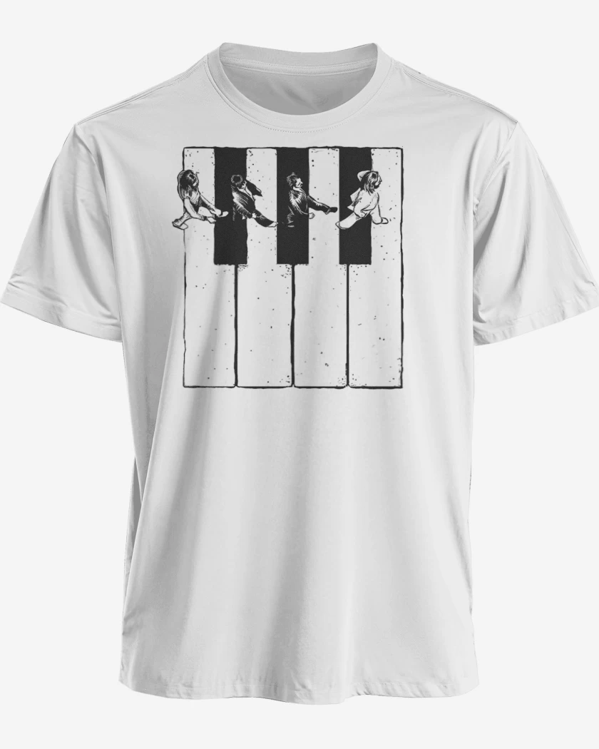 Polera premium Blanco de Beatles Teclas