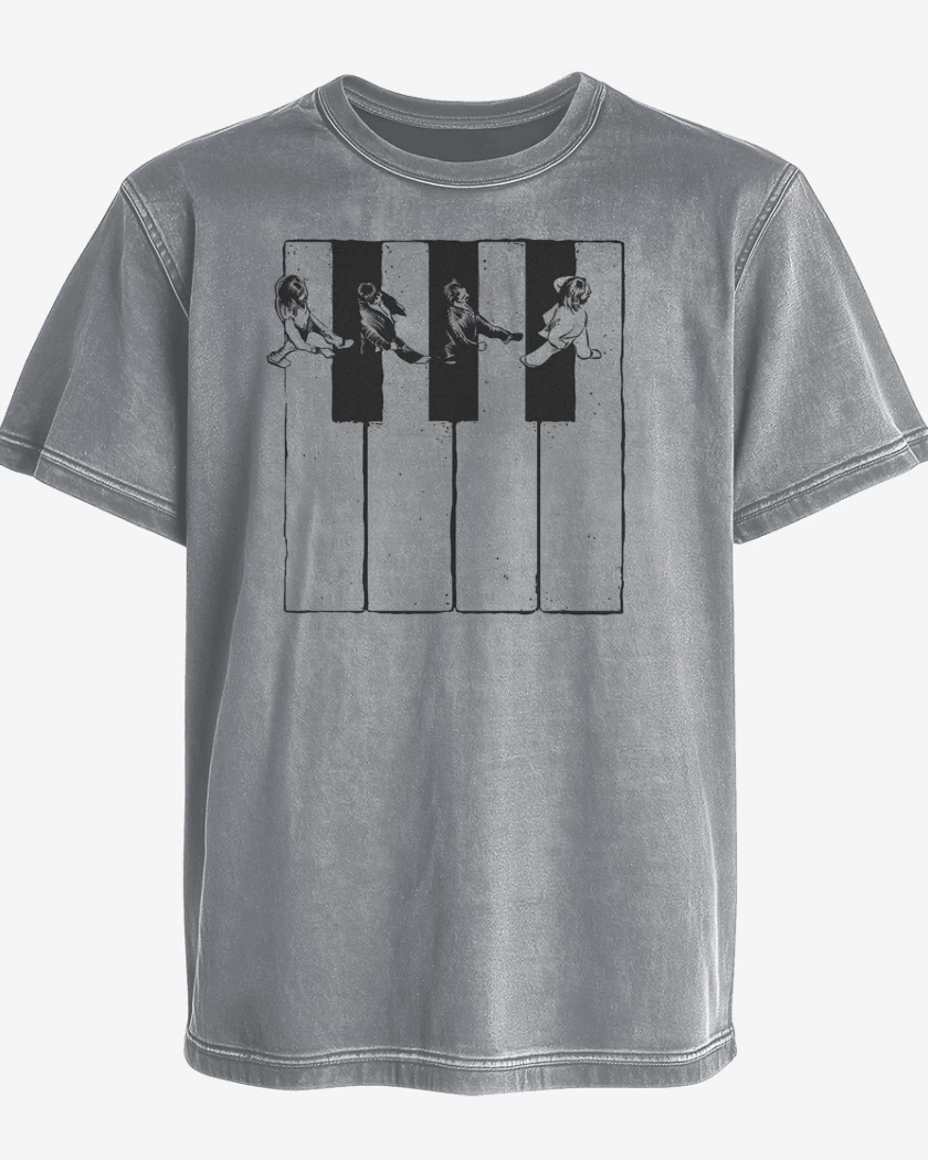Polera desgastada Gris Melange de Beatles Teclas