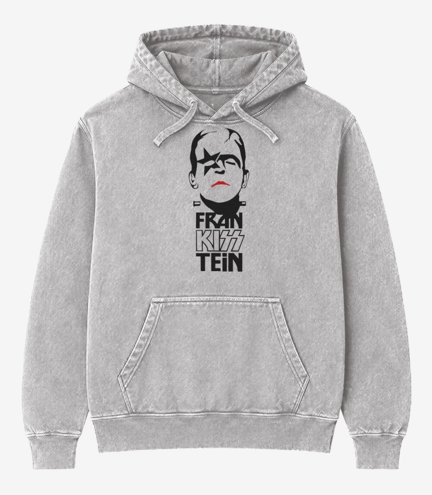Poleron Canguro Acid Wash Gris Melange de KISSTEIN
