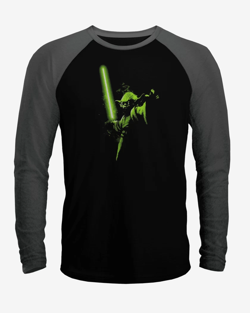 Polera Raglan Negro / Negro Heather de Yoda el pulento