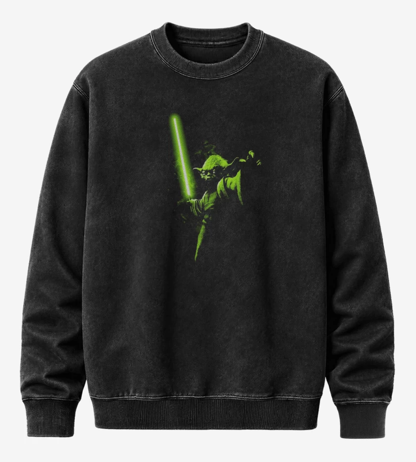 Poleron Polo Acid Wash Negro de Yoda el pulento