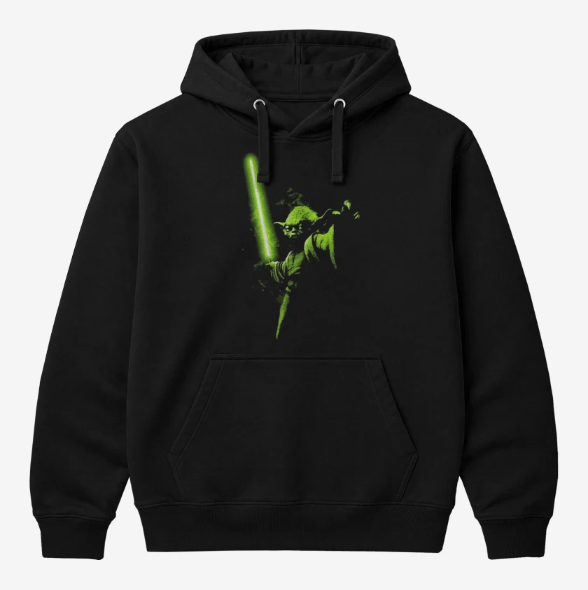 Polerón Canguro Negro de Yoda el pulento