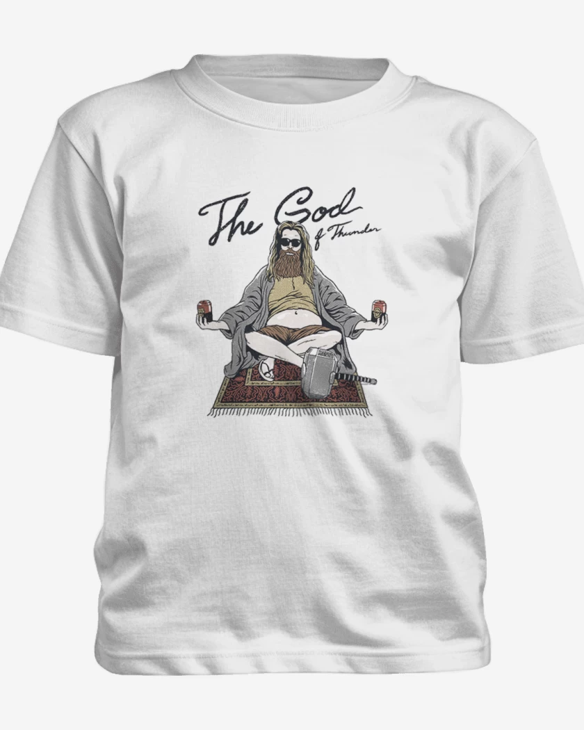 Polera de niño Blanco de the god of thunder and beer