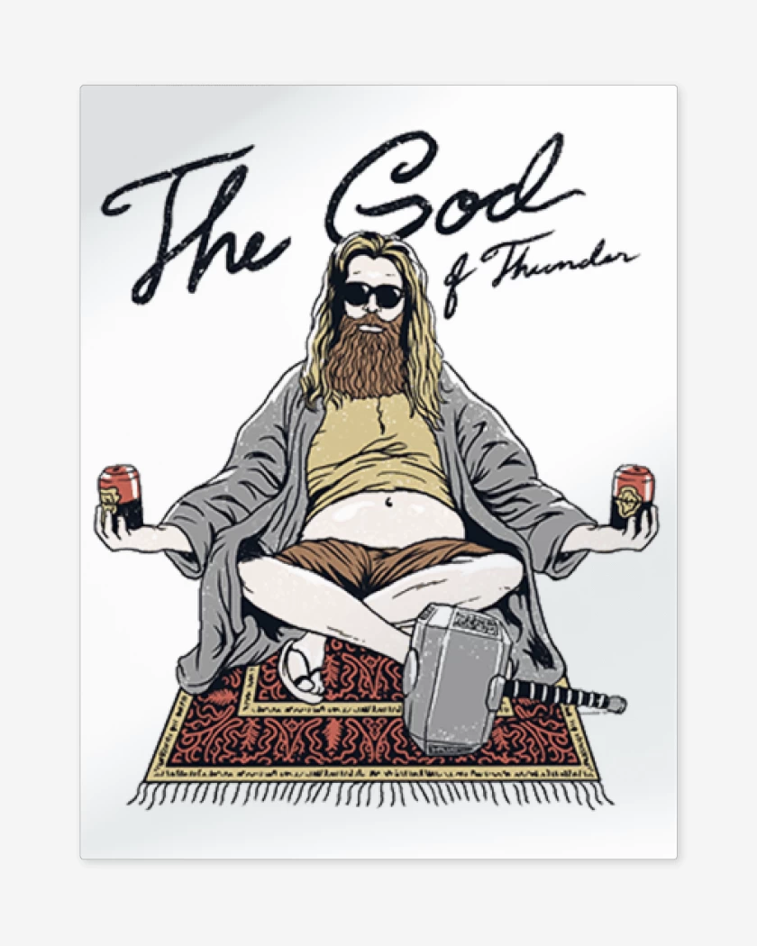 Print metalico Blanco de the god of thunder and beer
