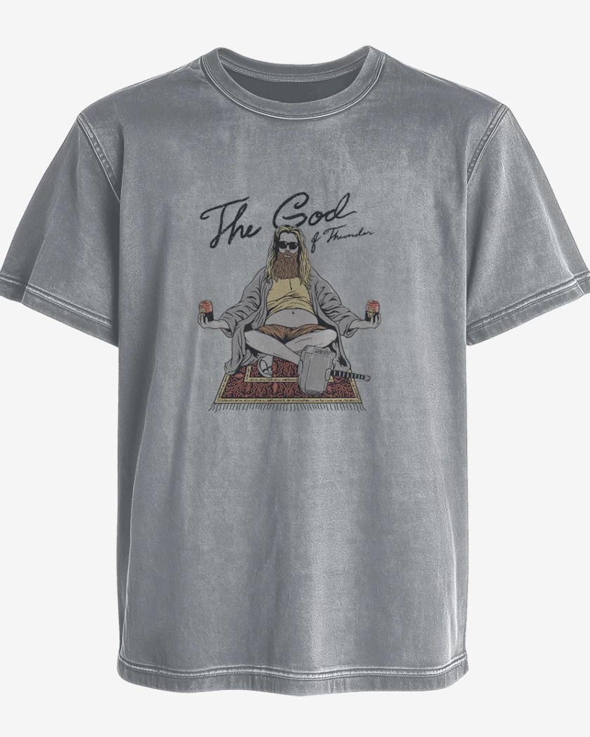 Polera desgastada Gris Melange de the god of thunder and beer