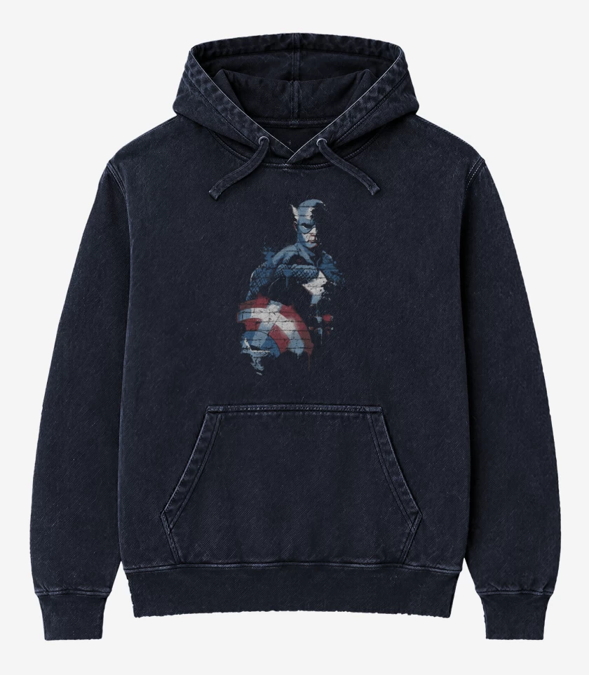Poleron Canguro Acid Wash Azul Marino de Cap rogers