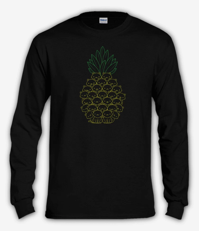 Polera manga larga Negro de pinneaple cat