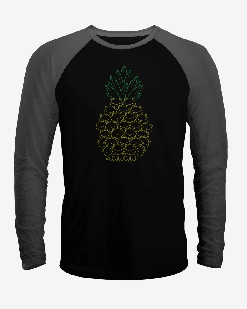 Polera Raglan Negro / Negro Heather de pinneaple cat