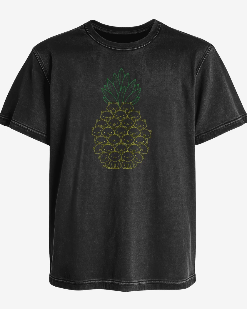 Polera desgastada Negro de pinneaple cat