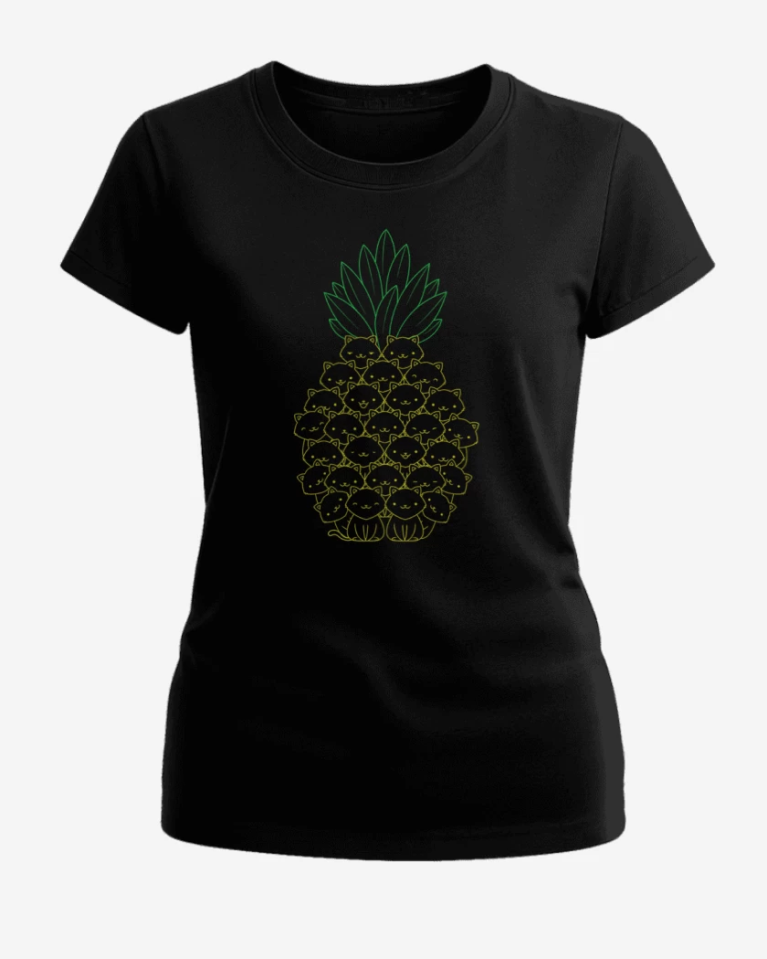 Polera de Mujer Negro de pinneaple cat