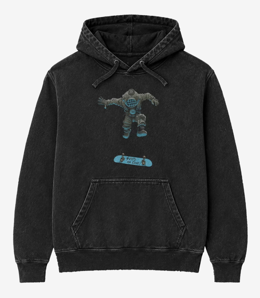 Poleron Canguro Acid Wash Negro de Buzo skater 