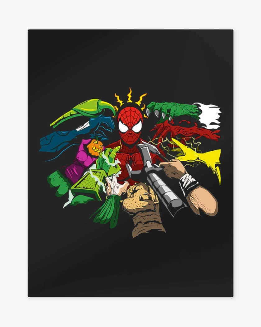 Print metalico Negro de spider enemies
