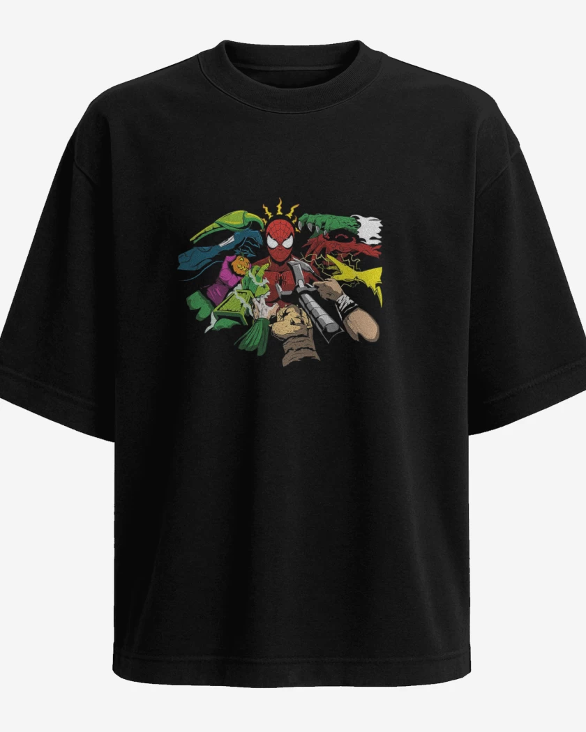 Polera Oversize Negro de spider enemies