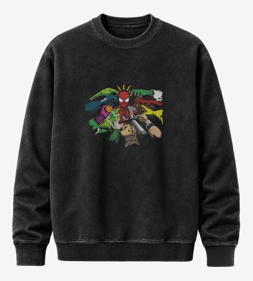 Poleron Polo Acid Wash Negro de spider enemies