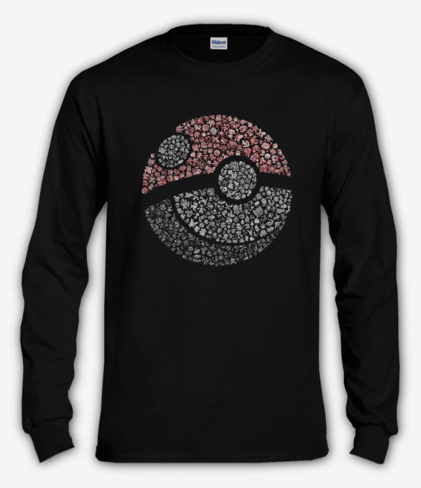 Polera manga larga Negro de Pokeball all