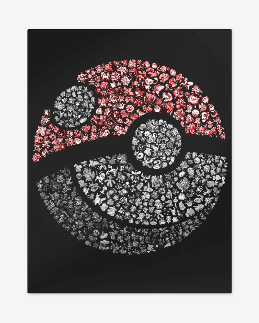 Print metalico Negro de Pokeball all
