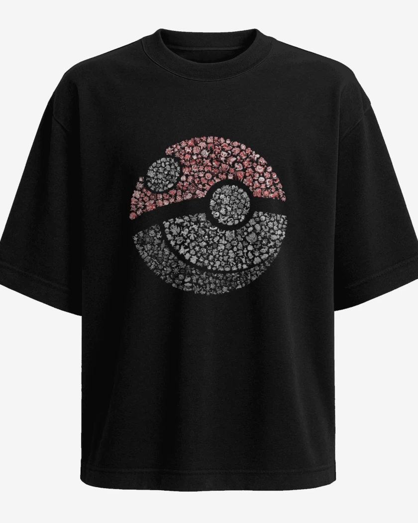 Polera Oversize Negro de Pokeball all