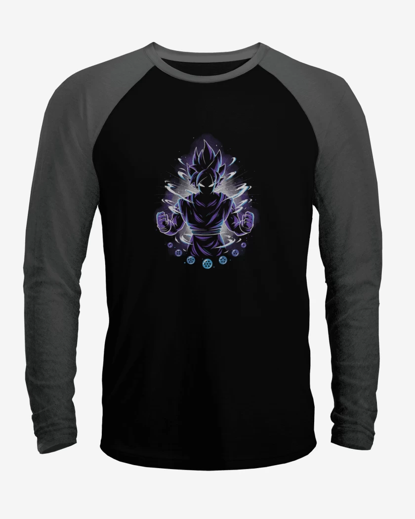 Polera Raglan Negro / Negro Heather de Nivel dios goku