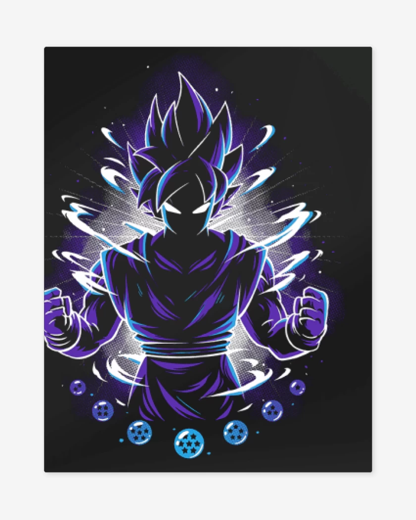 Print metalico Negro de Nivel dios goku