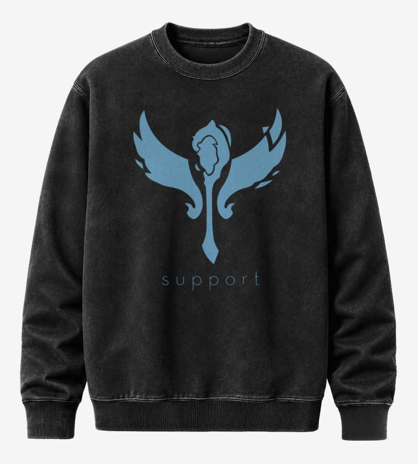 Poleron Polo Acid Wash Negro de Support