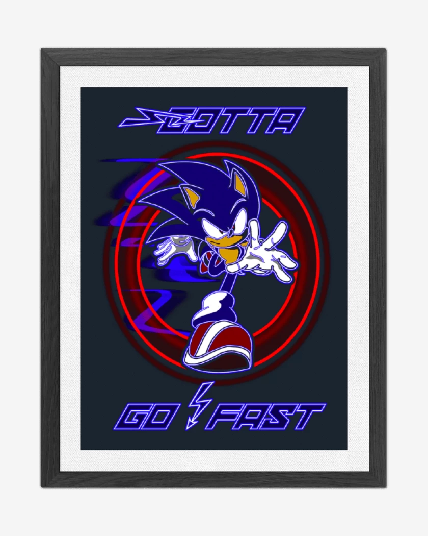 Cuadro decorativo Azul Marino de Sonic go fast