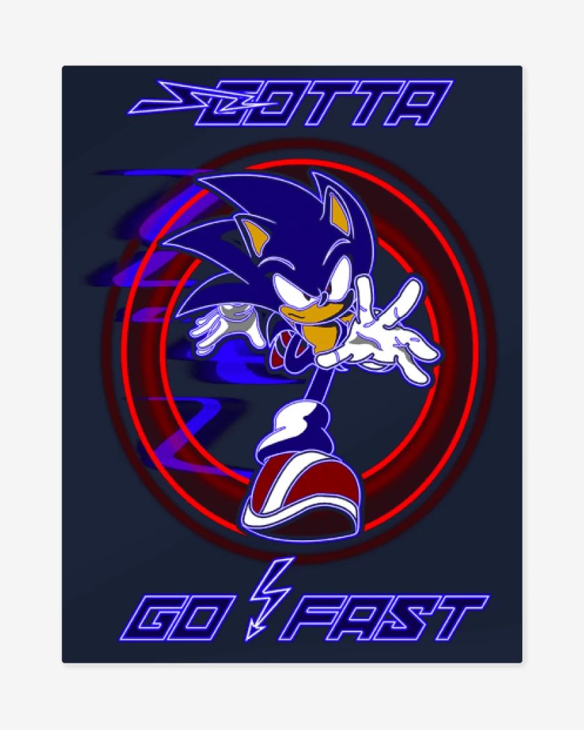 Print metalico Azul Marino de Sonic go fast