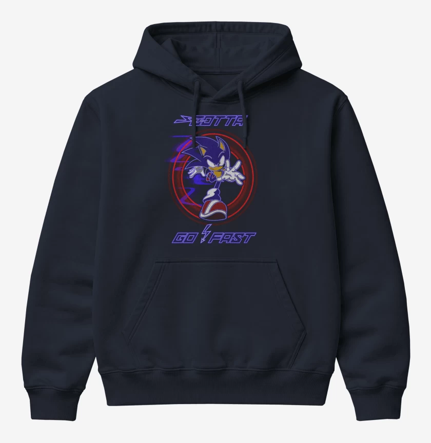 Poleron Canguro básico Azul Marino de Sonic go fast