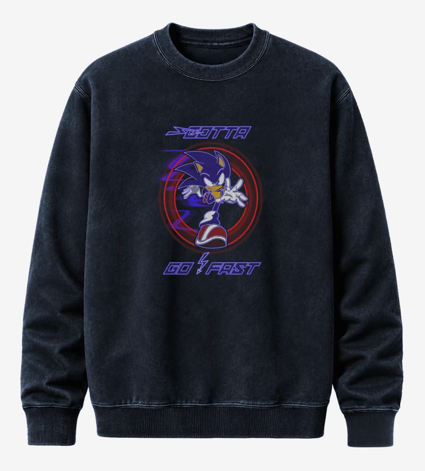 Poleron Polo Acid Wash Azul Marino de Sonic go fast
