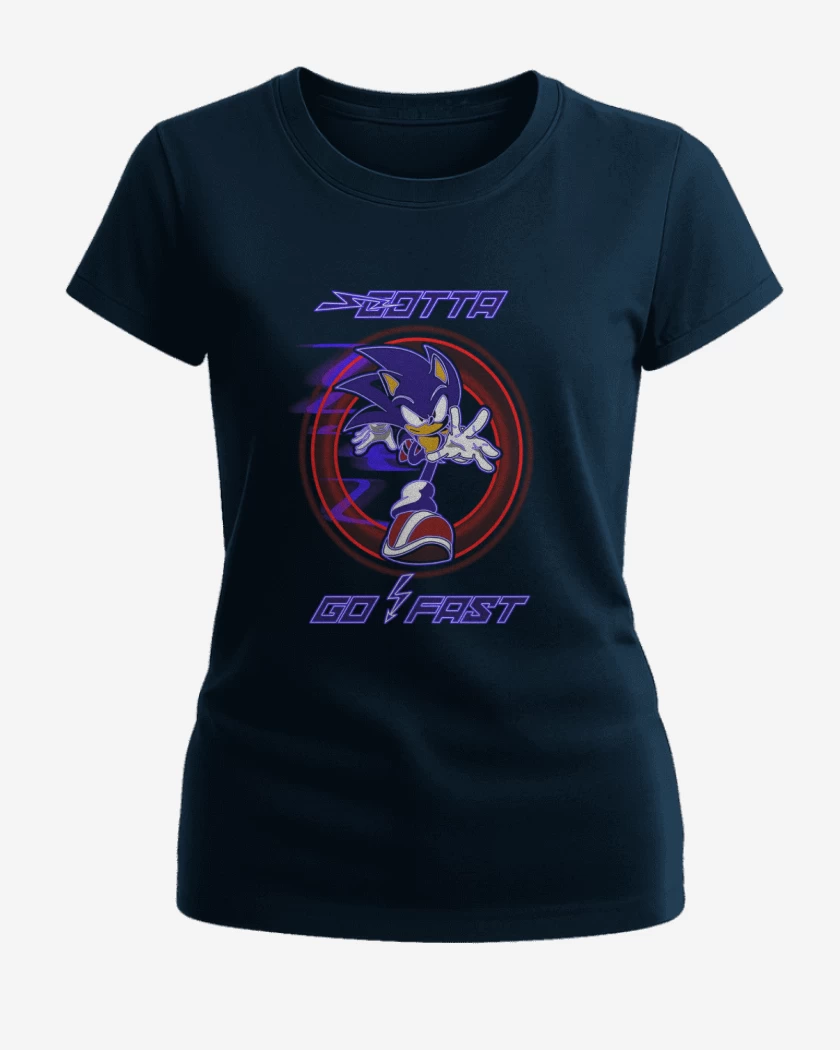 Polera de Mujer Azul Marino de Sonic go fast