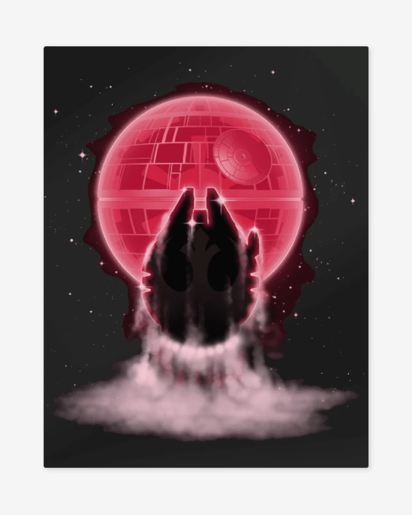 Print metalico Negro de Millenial falcon red