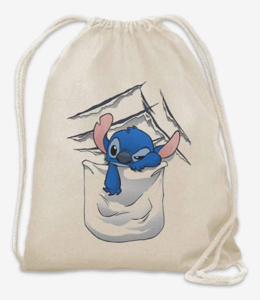 Mochila Blanco de Stitch Bolsillo 
