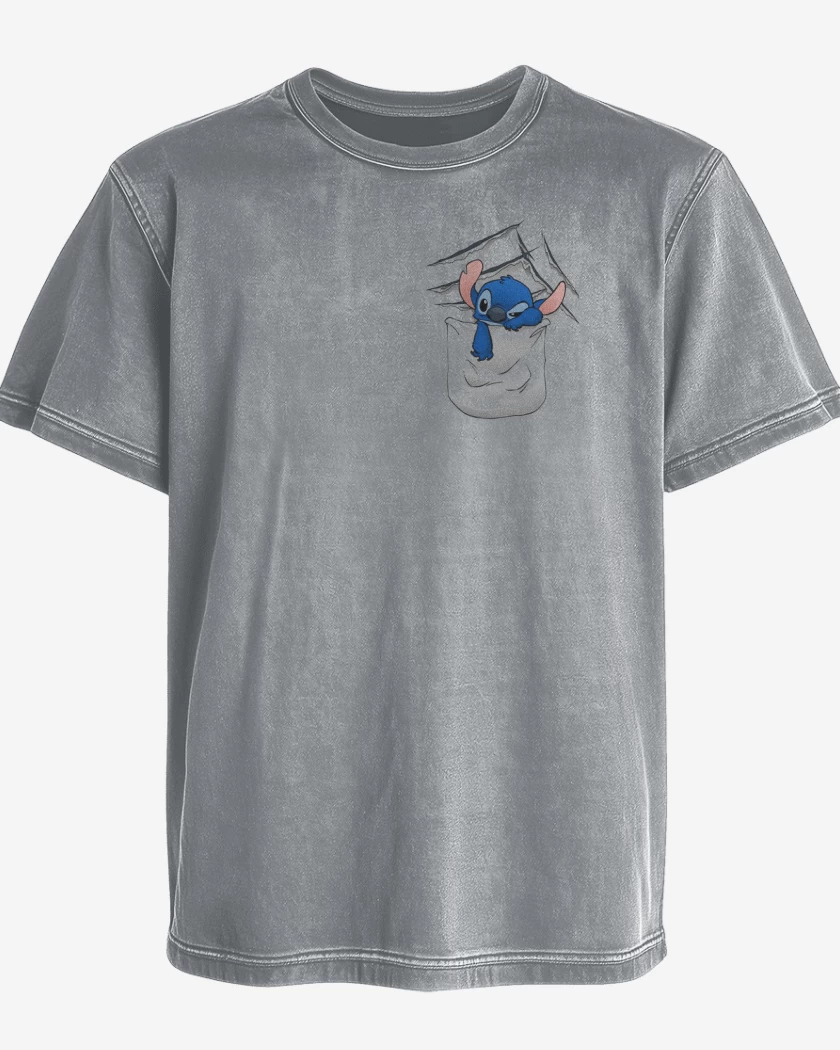 Polera desgastada Stitch Bolsillo 