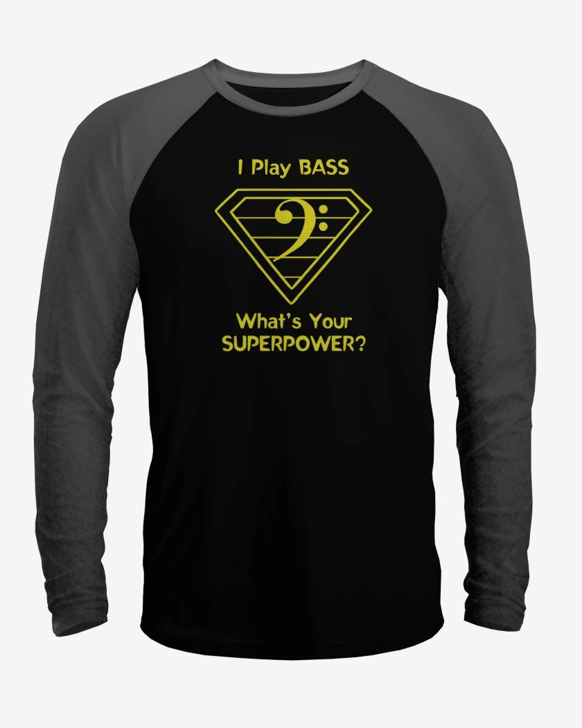 Polera Raglan I play bass 
