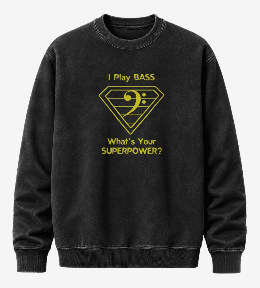 Poleron Polo Acid Wash Negro de I play bass 