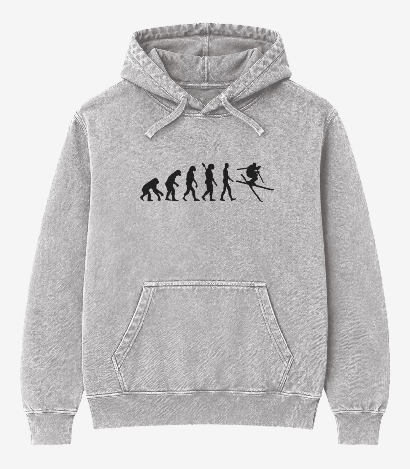 Poleron Canguro Acid Wash Gris Melange de Sky man 