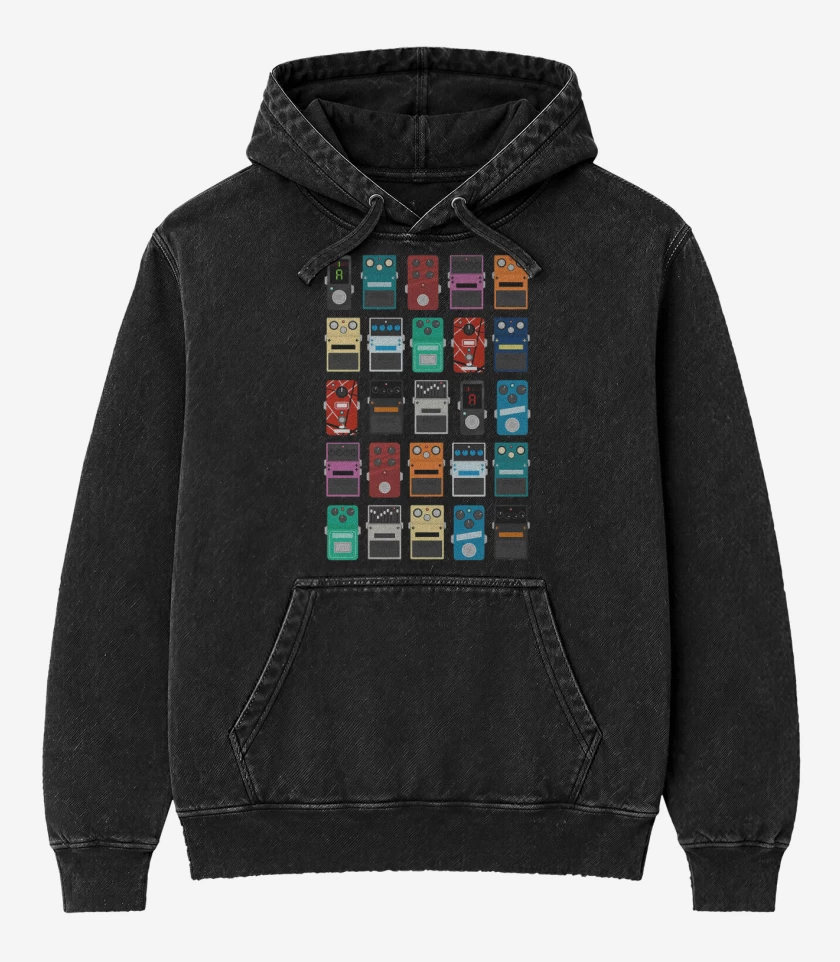 Poleron Canguro Acid Wash Negro de Pedales