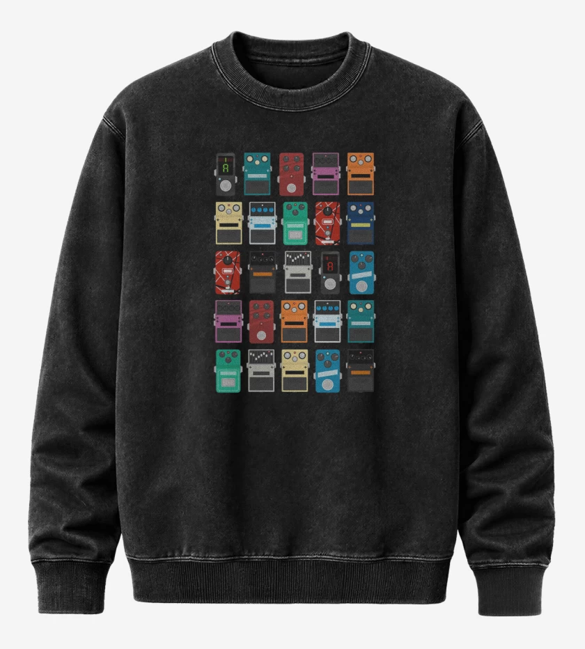 Poleron Polo Acid Wash Negro de Pedales