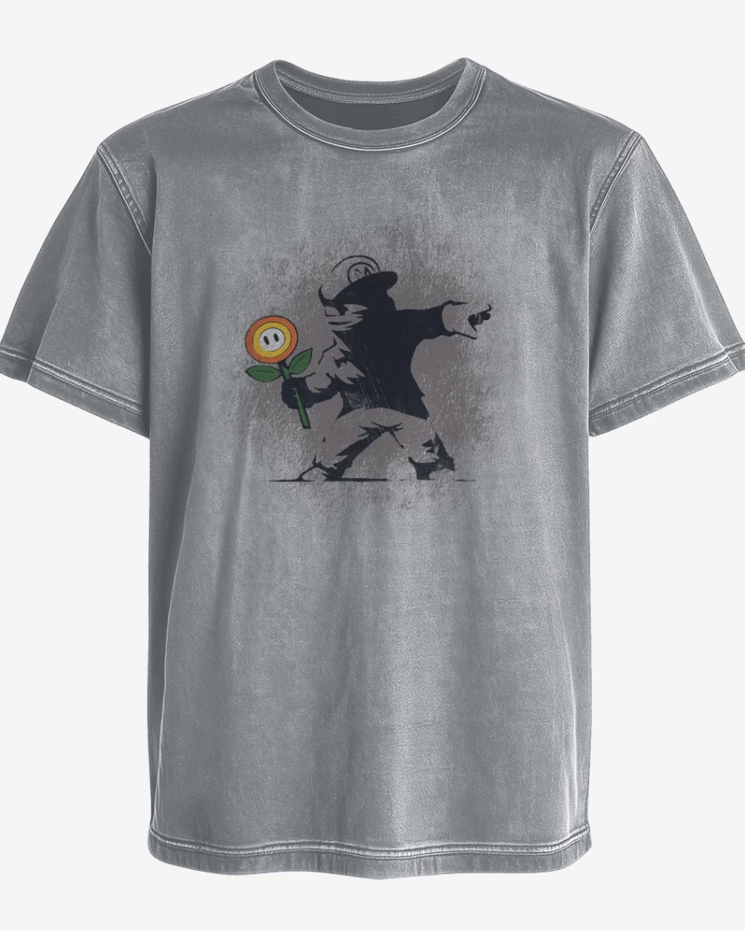 Polera desgastada Gris Melange de encapubigote
