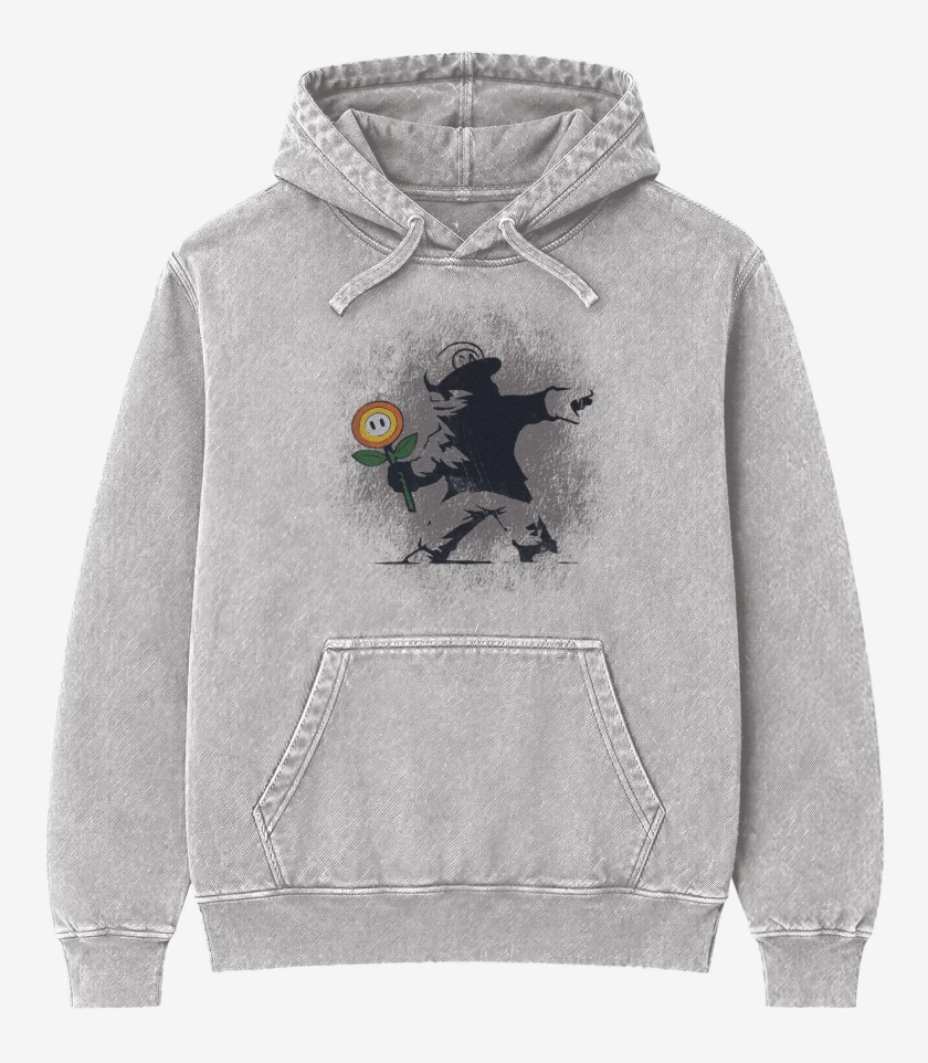 Poleron Canguro Acid Wash Gris Melange de encapubigote