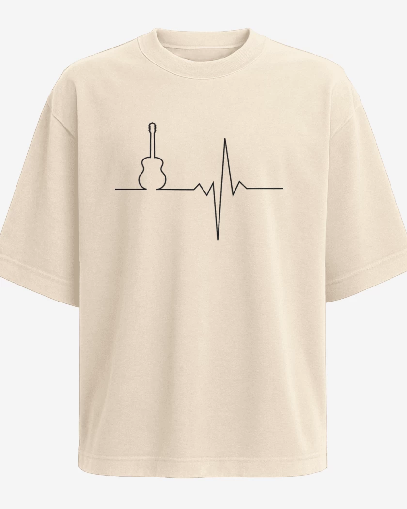 Polera Oversize Beige de Latido Guitarra 