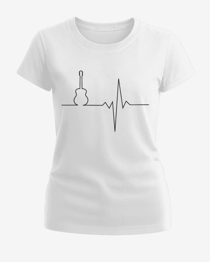 Polera de Mujer Blanco de Latido Guitarra 