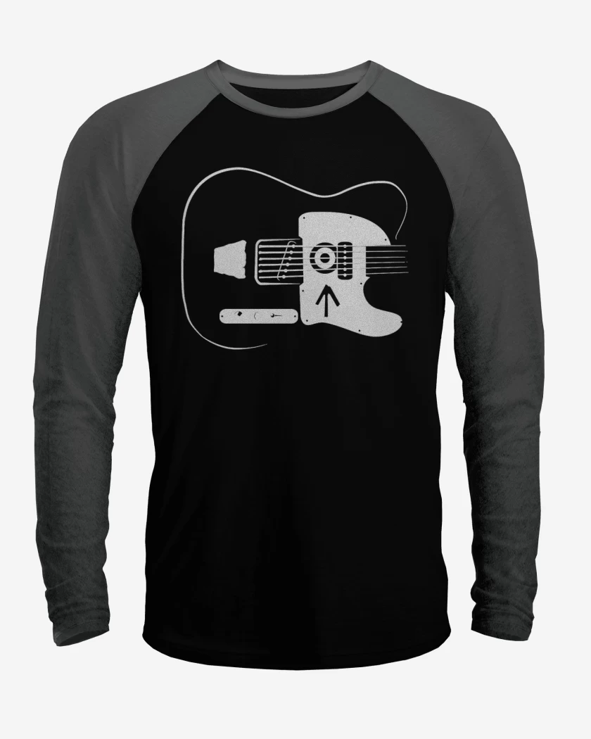 Polera Raglan Negro / Negro Heather de Guitar Grunge 