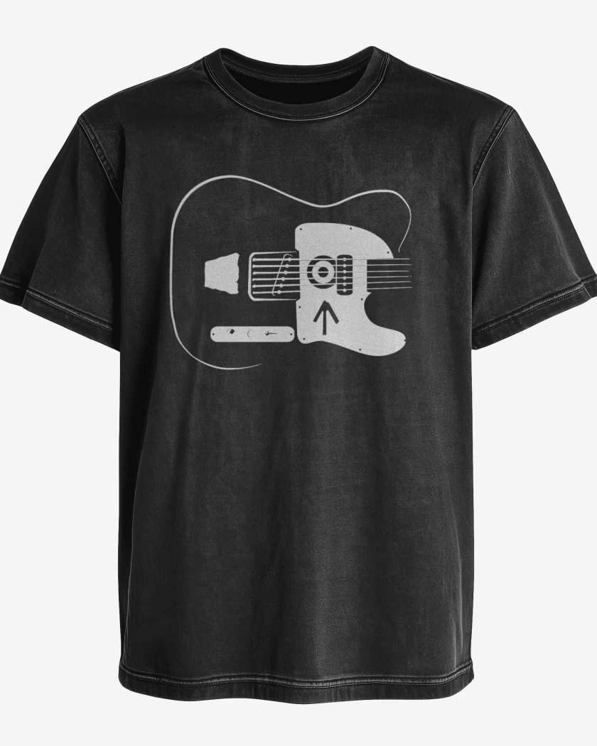 Polera desgastada Negro de Guitar Grunge 