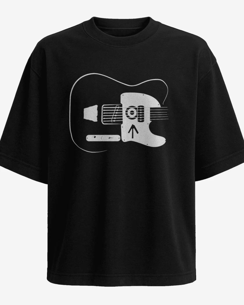 Polera Oversize Negro de Guitar Grunge 