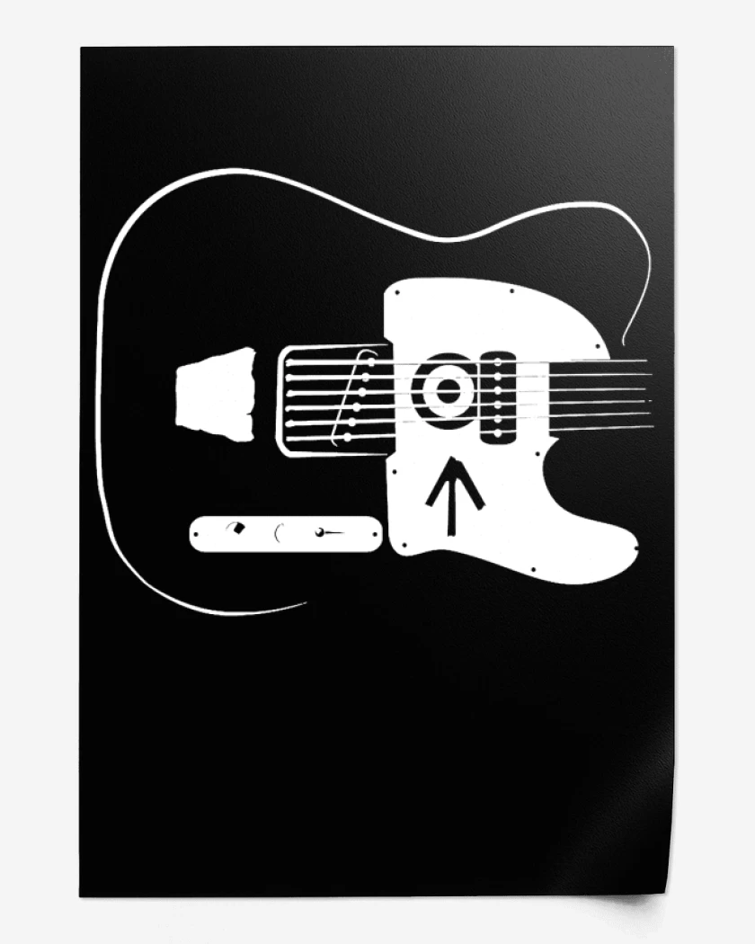 Print Negro de Guitar Grunge 