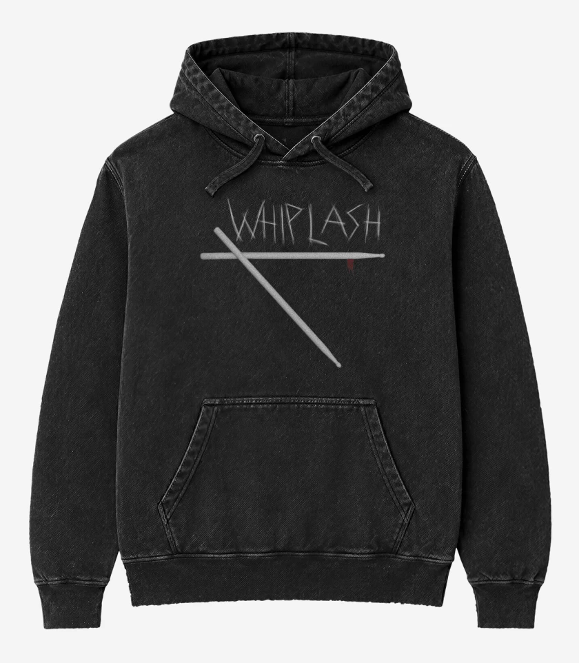 Poleron Canguro Acid Wash Negro de Whiplash Baquetas